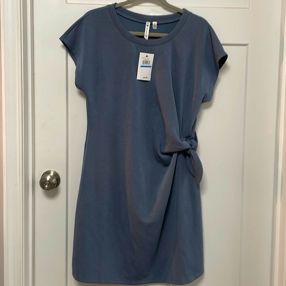 Cable & Gauge Slate Blue Tie-Waist Mini Dress